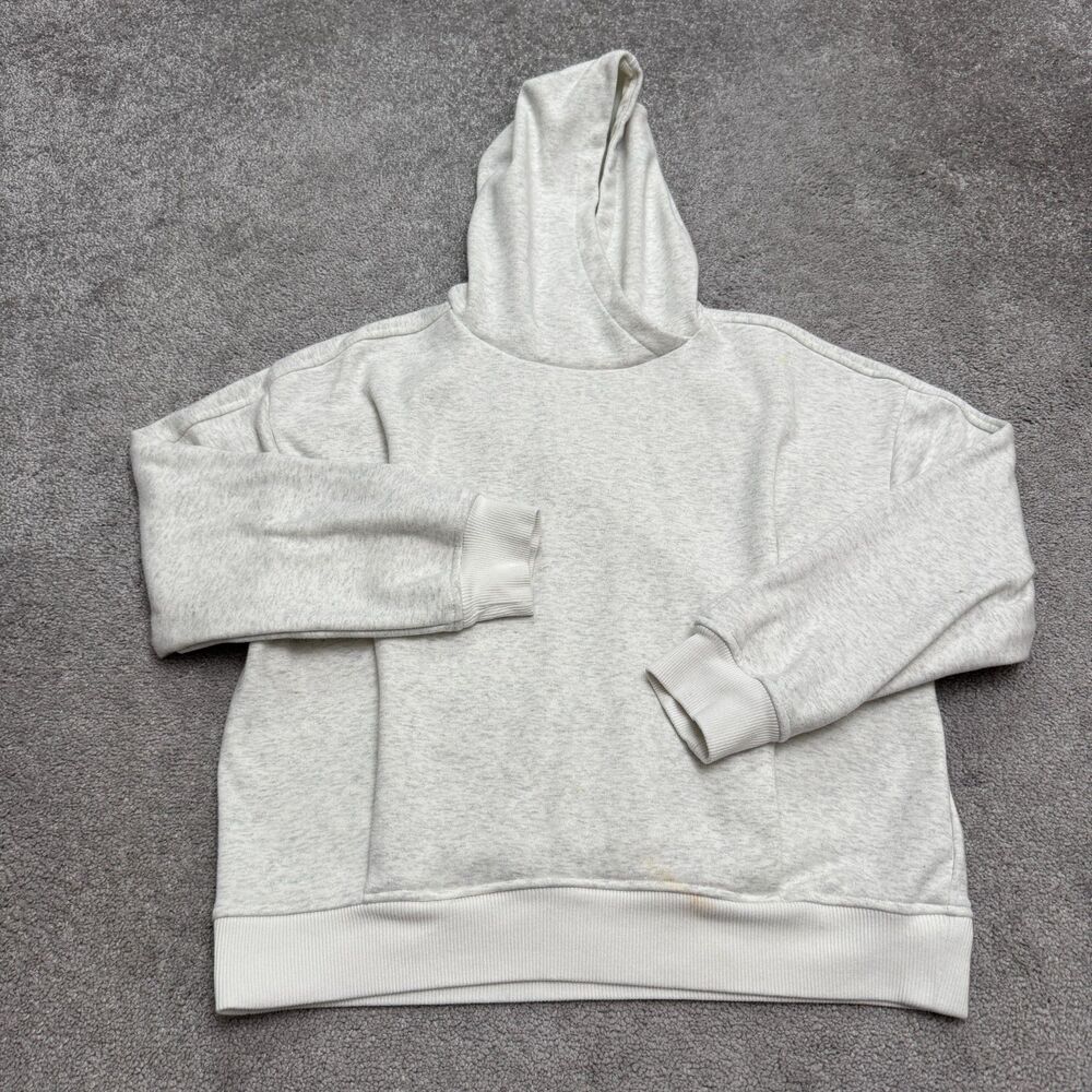 Athleta Cropped Hoodie Pullover Sweatshirt Womens Medium Heather Gray Activewear